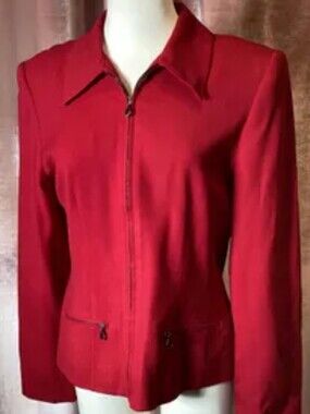 SALE Red Zip-Up Blazer Jacket